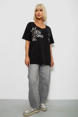 Футболка женская с принтом, цвет черный, 244R2417
