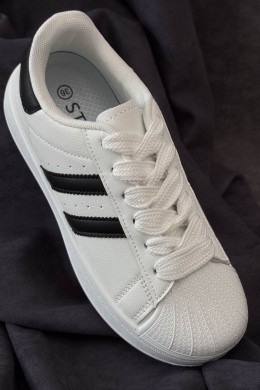 Кроссовки женские демисезонные, цвет бело-черный, 248RBK10