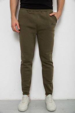 Спорт штаны мужские на флисе, цвет зеленый, 238R56910