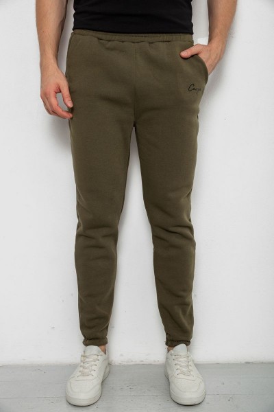 Спорт штаны мужские на флисе, цвет зеленый, 238R56910