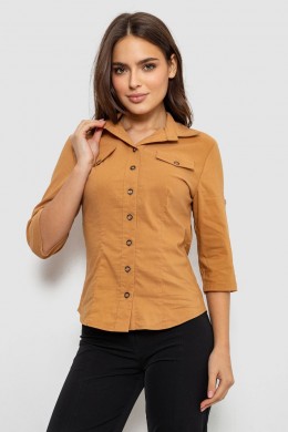 Сорочка жіноча однотонна, колір коричневий, 230R068-5