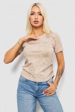 Футболка женская с принтом, цвет светло-бежевый, 221R3309