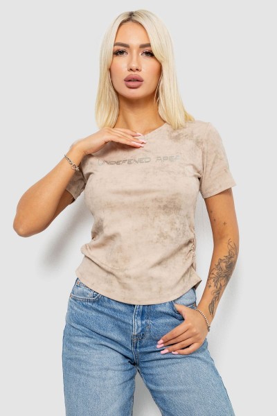 Футболка женская с принтом, цвет светло-бежевый, 221R3309