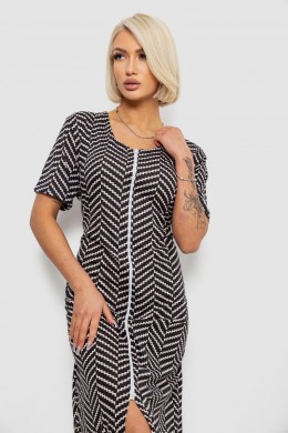 Халат женский на молнии с принтом, цвет черный, 257R1030-6