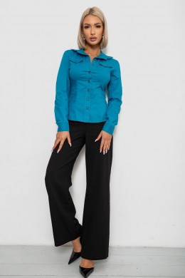 Рубашка женская однотонная, цвет бирюзовый, 230R068
