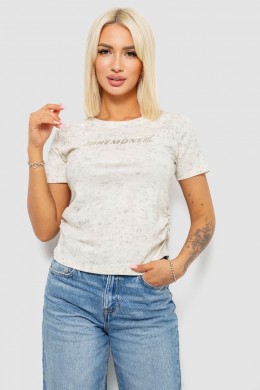 Футболка женская с принтом, цвет кремовый, 221R3307