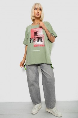 Футболка женская с принтом, цвет оливковый, 244R4011