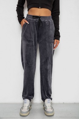 Спортивні штани велюрові жіночі на флісі, колір сірий, 238R58649