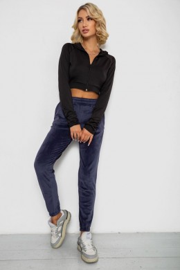 Спортивні штани велюрові жіночі на флісі, колір синій, 238R58648