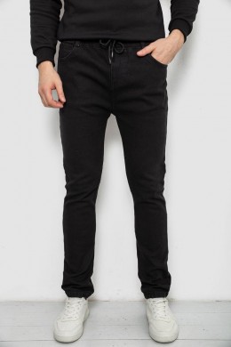 Джинсы мужские на резинке утепленные, цвет черный, 244R663