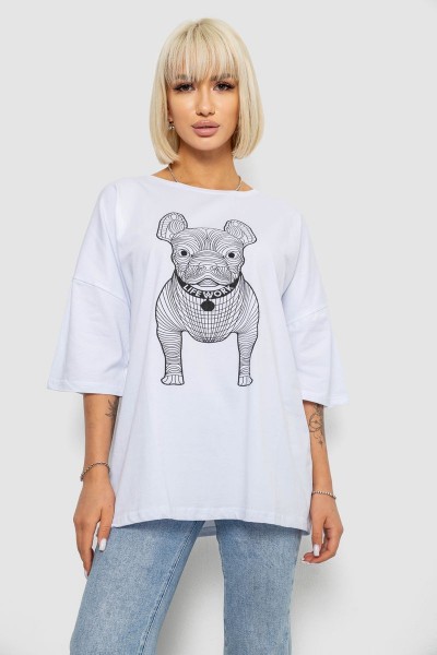 Футболка женская с принтом, цвет белый, 244R3008