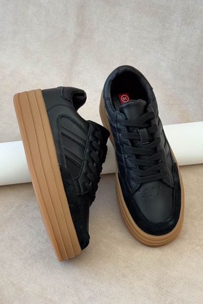 Кроссовки женские демисезонные, цвет черно-бежевый, 248RCX1590