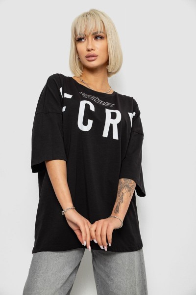 Футболка женская с принтом, цвет черный, 244R3008-1