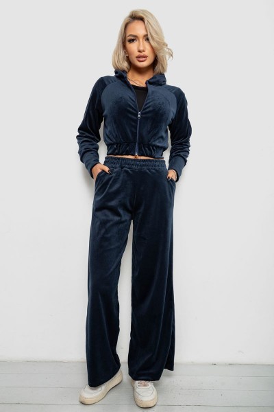 Спортивний костюм жіночий велюровий, колір синій, 257R4125