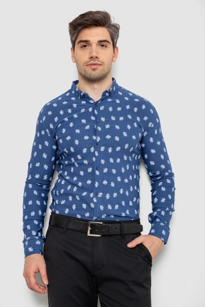 Рубашка мужская с принтом  -уценка, цвет джинс, 214R807-U