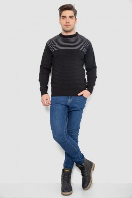 Свитер мужской в полоску, цвет черный, 161R1029