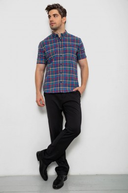 Сорочка чоловіча в клітку, колір синій, 214R842