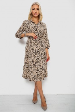 Платье софт на пуговицах с принтом, цвет мокко, 230R117