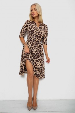 Платье софт с принтом, цвет бежево-коричневый, 230R1011-7