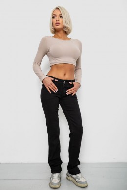Джинси жіночі однотонні, колір чорний, 244R1031