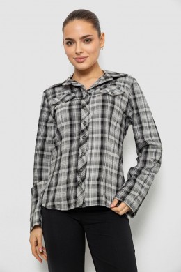 Рубашка женская в клетку, цвет серый, 230R064-1