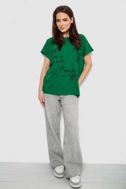 Футболка жіноча з принтом, колір зелений, 244R3011