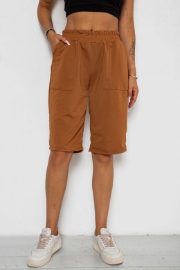 Шорти жіночі однотонні, колір коричневий, 238R119