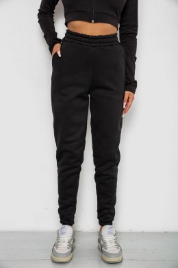 Спортивні штани жіночі на флісі, колір чорний, 238R57013
