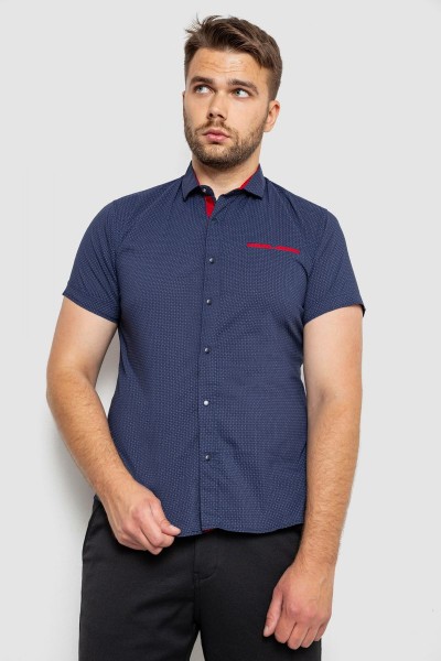 Сорочка чоловіча з принтом  -уцінка, колір темно-синій, 214RK103-U-1