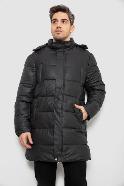 Куртка мужская зимняя удлиненная, цвет черный, 244RH76-10