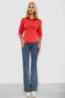 Сорочка жіноча однотонна, колір кораловий, 230R068-5