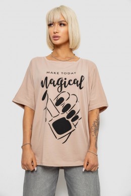 Футболка женская с принтом, цвет бежевый, 244R6005-1