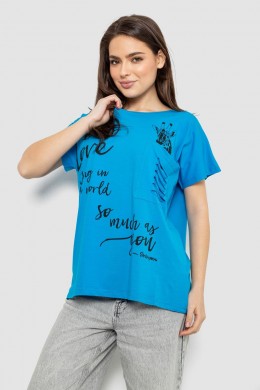 Футболка женская с принтом, цвет голубой, 244R3011