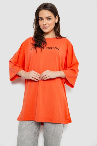 Футболка женская с принтом, цвет оранжевый, 244R3013