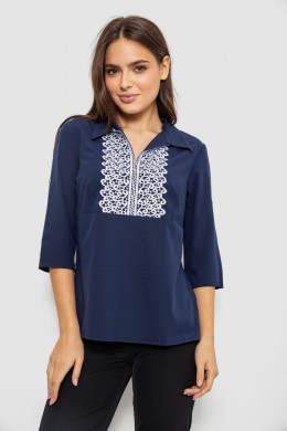 Блуза однотонная, цвет сине-белый, 230R70-1