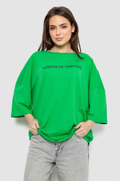 Футболка жіноча з принтом, колір зелений, 244R3013