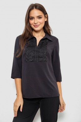 Блуза однотонная, цвет черный, 230R70-2