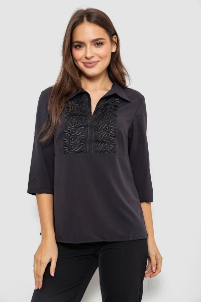 Блуза однотонная, цвет черный, 230R70-2