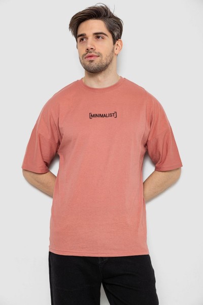 Футболка чоловіча з принтом, колір темно-кораловий, 244R2126