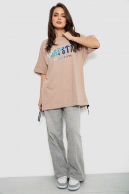 Футболка женская с принтом, цвет бежевый, 244R4012