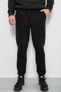 Спортивные штаны мужские однотонные на поларфлисе, цвет черный, 257R20