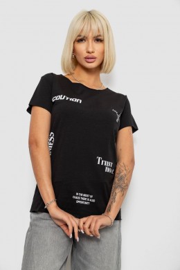 Футболка женская с принтом, цвет черный, 244R2214-5
