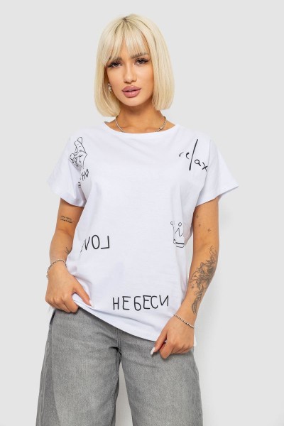 Футболка женская с принтом, цвет белый, 244R2316-5