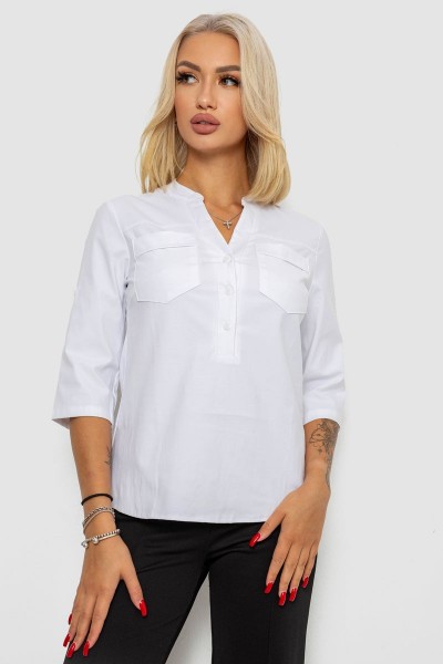 Блуза однотонная, цвет белый, 230R96-13