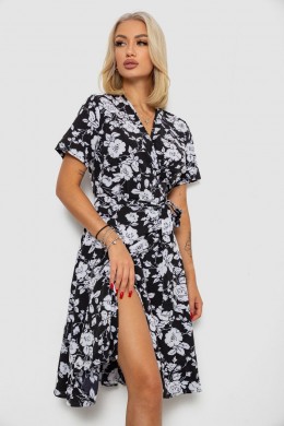 Платье софт на запах с принтом, цвет черный, 230R0107