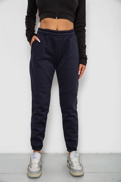 Спортивні штани жіночі на флісі, колір темно-синій, 238R57012