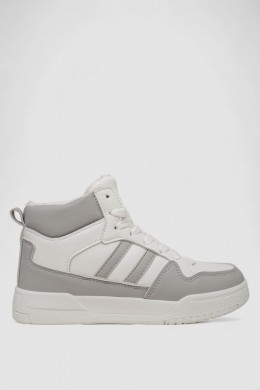 Кроссовки женские зимние на меху, цвет бело-серый, 248RAD400