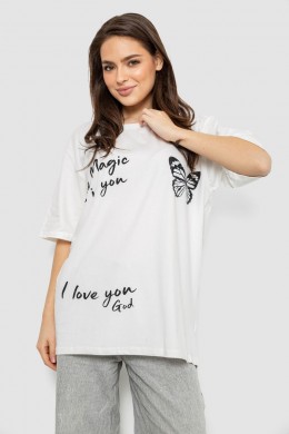 Футболка женская с принтом, цвет молочный, 244R3006