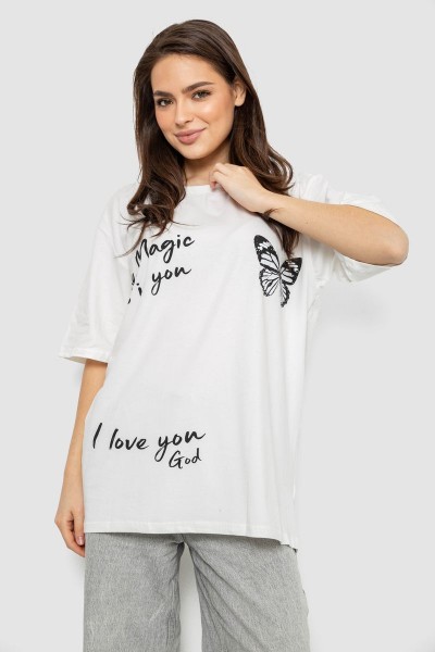 Футболка женская с принтом, цвет молочный, 244R3006