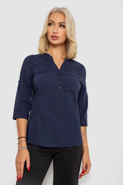 Блуза однотонная, цвет синий, 230R96-15